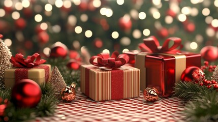 christmas composition on a transparent background with a gift concept