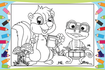 coloring animal cartoon for kids