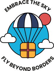 An umbrella with a box on top of it