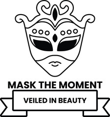 Illustration in concept of Dance Mask in line illustration style