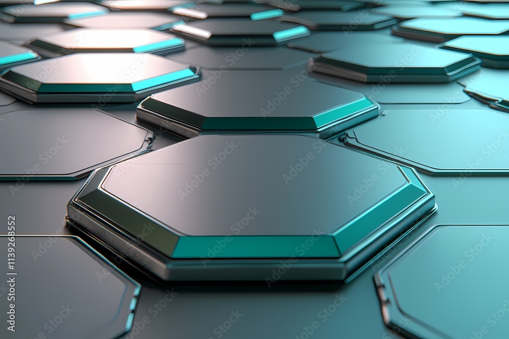 Wall mural modern hexagonal pattern with futuristic metallic finish