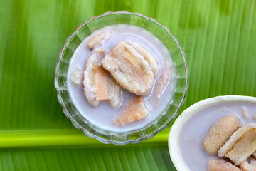 Banana in coconut milk. Thai dessert