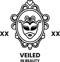 Illustration in concept of Dance Mask in line illustration style