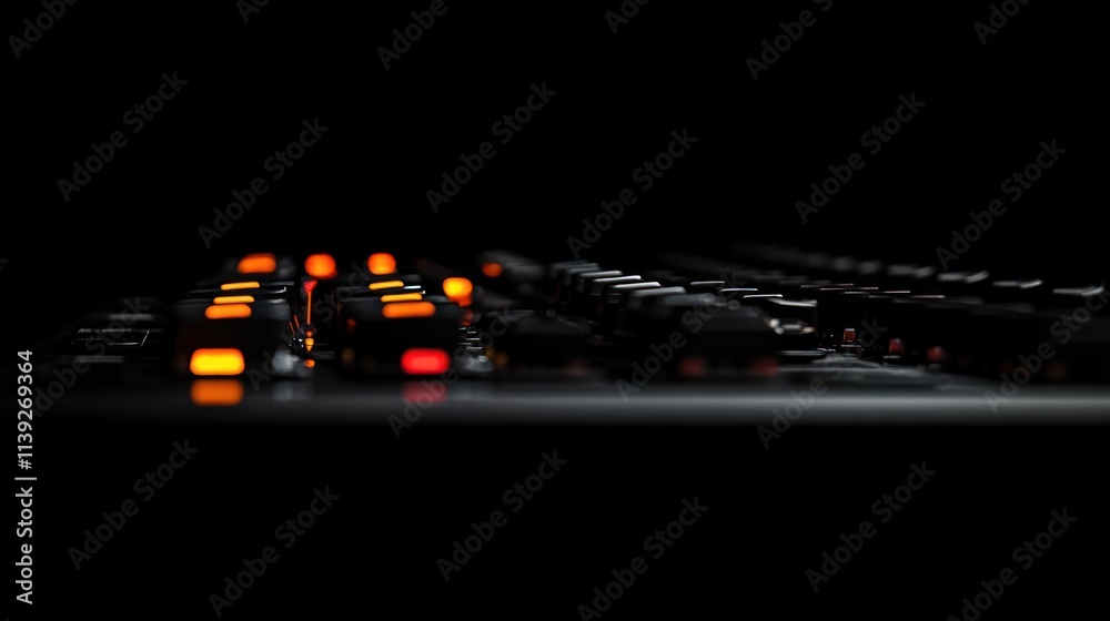 Poster Illuminated keyboard keys on dark background.