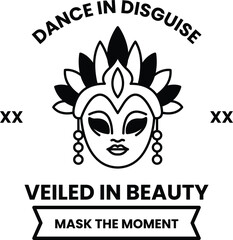 Illustration in concept of Dance Mask in line illustration style