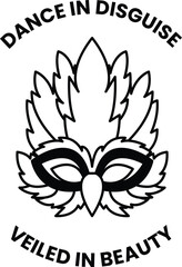Illustration in concept of Dance Mask in line illustration style