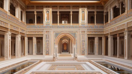 Magnificent Central Asian Courtyard: A Symphony of Architecture and Design