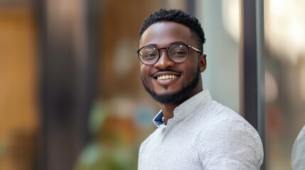 A happy young professional studies innovations in financial technology for mobile payments, creating solutions for seamless digital transactions