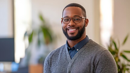 Fototapeta premium A man HR professional integrates programs on mental health and employee productivity, fostering a supportive work environment