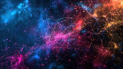 Abstract Network Connections: A Digital Universe of Intertwined Nodes and Luminescent Pathways