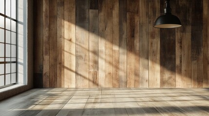 Sunlit Rustic Interior: Wooden Wall and Floor Design