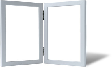 White Double Photo Frame, Front View, Transparent Background