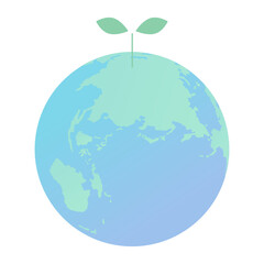 エコロジーイメージの若葉が生えている青い地球のイラスト