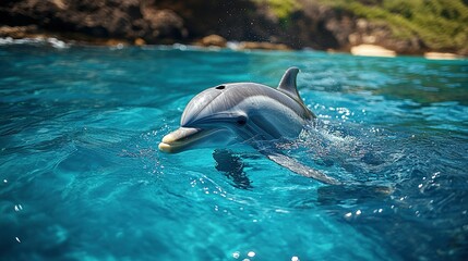 Mesmerizing Panoramic Scene of Spinner Dolphins Swimming in Hawaii's Clear Oceans