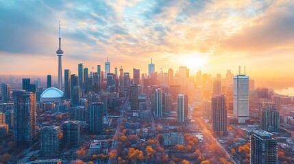 Naklejka premium Futuristic smart city landscape of Toronto with digital alumni associations showcasing urban of technology and community