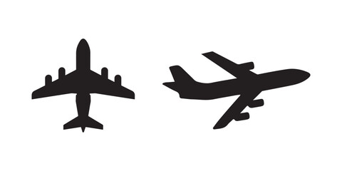Plane icon vector illustration silhouette set. Airplane sign and symbol. Flight transport symbol