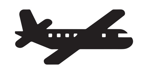 Airplane vector illustration silhouette. Pane icon, Sign, symbol on white background.