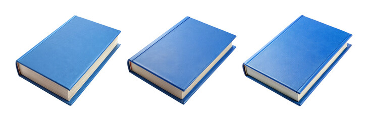blue hard cover book isolated on transparent background, cut out