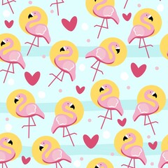 seamless pattern with pink flamingos