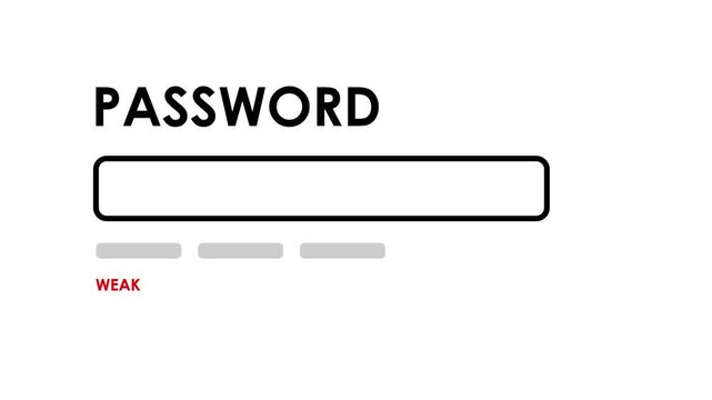 password strength level animated password strength level password weak medium strong 4k looping green screen