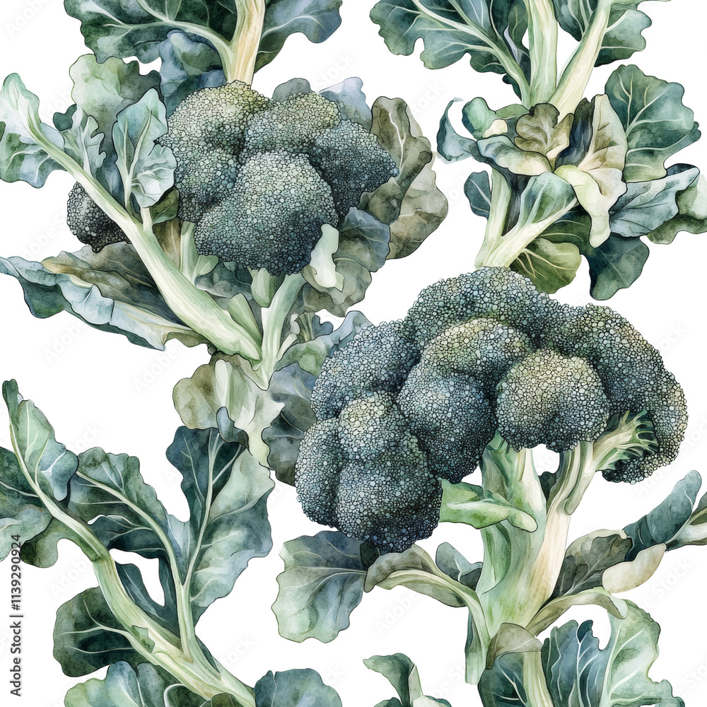 Poster close-up of broccolis, isolated on a transparent background