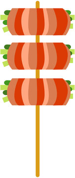 stacked food on stick, orange, green clip art preview