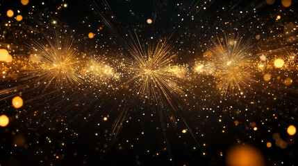 Obraz premium Stunning golden sparks and shimmering lights create magical atmosphere, perfect for celebrations and festive occasions. radiant glow enhances sense of joy and wonder