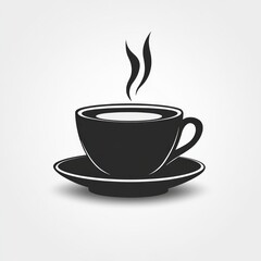 Obraz premium Hot coffee cup and saucer icon.