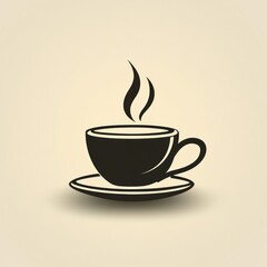 Obraz premium Hot coffee cup and saucer icon. (1)