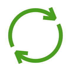 Round rotation arrow icon green color .Recycling symbol green color