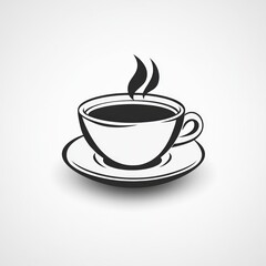 Obraz premium Hot coffee cup and saucer illustration.