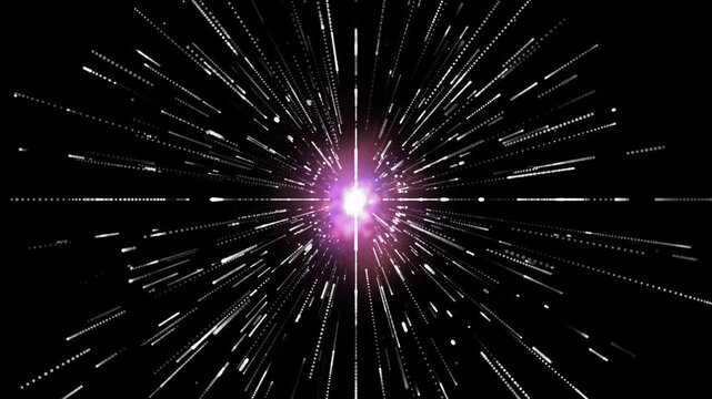 Rays of neon glowing motion. Concept of hyper-speed space travel