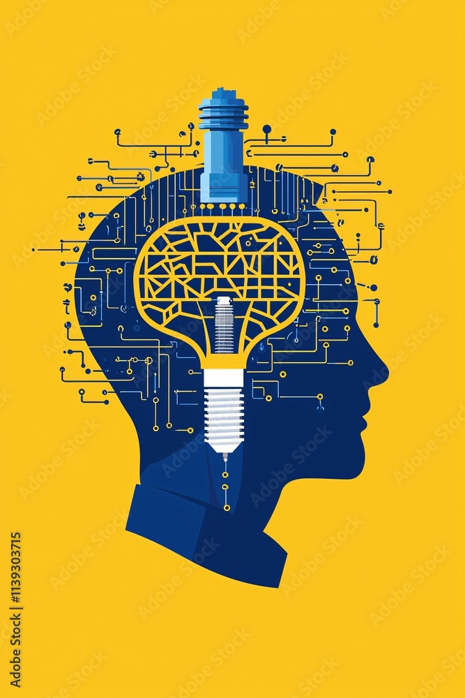 Poster automation in action solving complex industrial problems, illustrated as dynamic circuits connecting