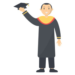 Student Graduation on the High School. Vector Illustration Isolated on White Background