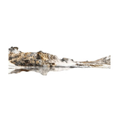 Fototapeta premium Stunning Geothermal Landscape with Steam and Reflection
