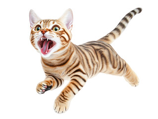 Obraz premium Playful Bengal Cat in Action with Energetic Expression