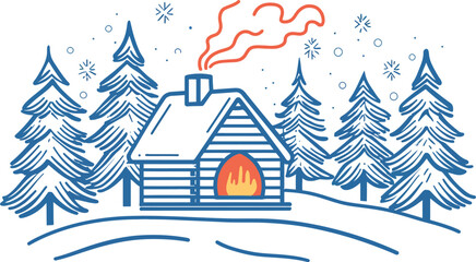 Fototapeta premium winter landscape with house