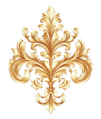 Elegant Golden Floral Ornament on Transparent Background