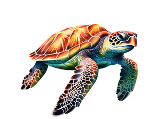 Colorful Sea Turtle Illustration with Vibrant Patterns
