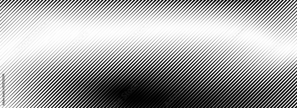 Poster Fading lines gradient texture. Black diagonal stripes gradation background. Thin and thick vanish slanted pattern backdrop. Oblique parallel strokes wallpaper for overlay, print, cover, banner. Vector