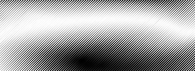 Fading lines gradient texture. Black diagonal stripes gradation background. Thin and thick vanish slanted pattern backdrop. Oblique parallel strokes wallpaper for overlay, print, cover, banner. Vector
