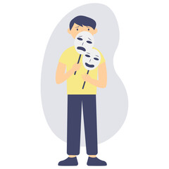 People Mental Health Disease in Flat Design and Shape. Vector Character Illustration