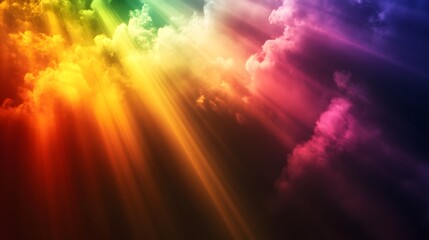 Obraz premium Colorful Rays of Light Through Heavenly Clouds
