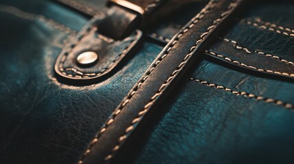 A detailed look at a beautifully crafted leather bag featuring intricate braided stitching and smooth surfaces. The warm brown color highlights the quality of the material.