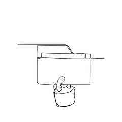 continuous line drawing folder locked with padlock illustration