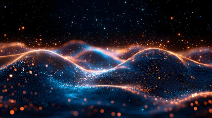 Glowing Particle Waves Dance Vividly