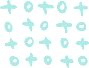 crosses, circles, beads, petals, lines, zigzags, curves and curls. Various elements in doodle style. PNG