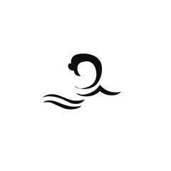 black sea water wave icon