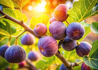 High Depth of Field Photography: Fig Tree Fruit Care, Harvesting Ripe Figs, Organic Fig Farming, Autumn Fig Harvest