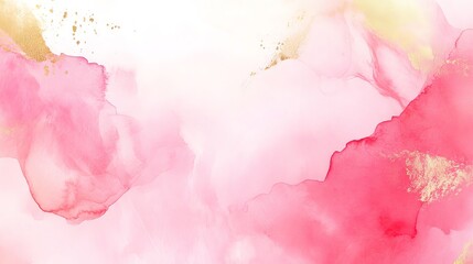 Abstract spring pink and gold watercolor background with pastel colors and blank space for text &ndash; high resolution design